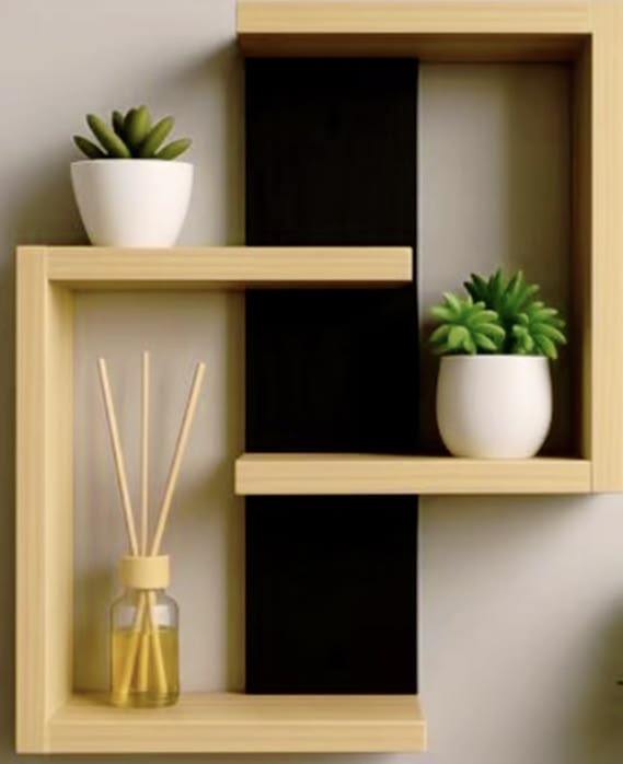Multi-Tier Wooden Wall Shelf – Vertical Floating Rack for Plants, Books, Photo Frames & Decorative Items