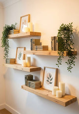 Kaylyn Decor Multi-Tier Wooden Wall Shelf Set of 4 – Vertical Floating Wall Mounted Shelves for Indoor Plants, Books, Photo Frames & Decor | Modern Wall Organizer for Living Room