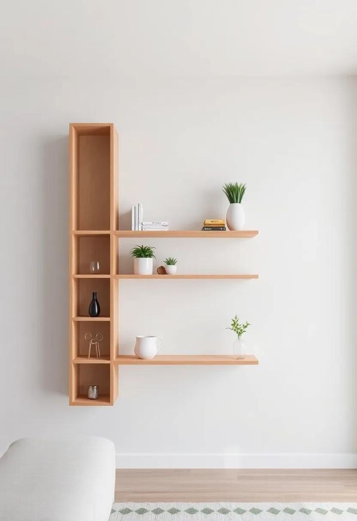 Multi-Tier Wooden Wall Shelf Set of 8 – Vertical Floating Wall Mounted Shelves for Indoor Plants, Books, Photo Frames & Decor | Modern Wall Organizer for Living Room