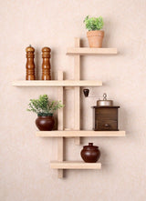 Multi-Tier Wall Shelf – Vertical Floating Wooden Rack for Plants, Books, Photos & Home Decor, Modern Display Stand for Living Room & Bedroom (Pine Brown)