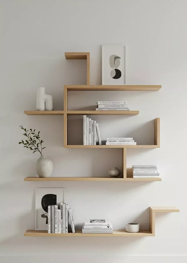 Multi-Tier Wooden Wall Shelf Set of 6 – Vertical Floating Wall Mounted Shelves for Indoor Plants, Books, Photo Frames & Decor | Modern Wall Organizer for Living Room