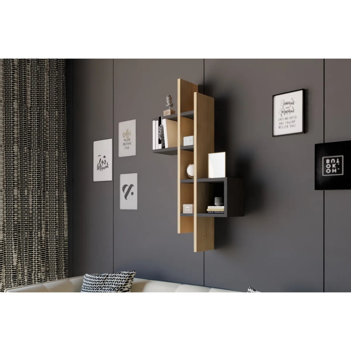 Multi-Tier Wall Shelf – Vertical Floating Wooden Rack for Plants, Books, Photos & Home Decor, Modern Display Stand for Living Room & Bedroom (Brown)