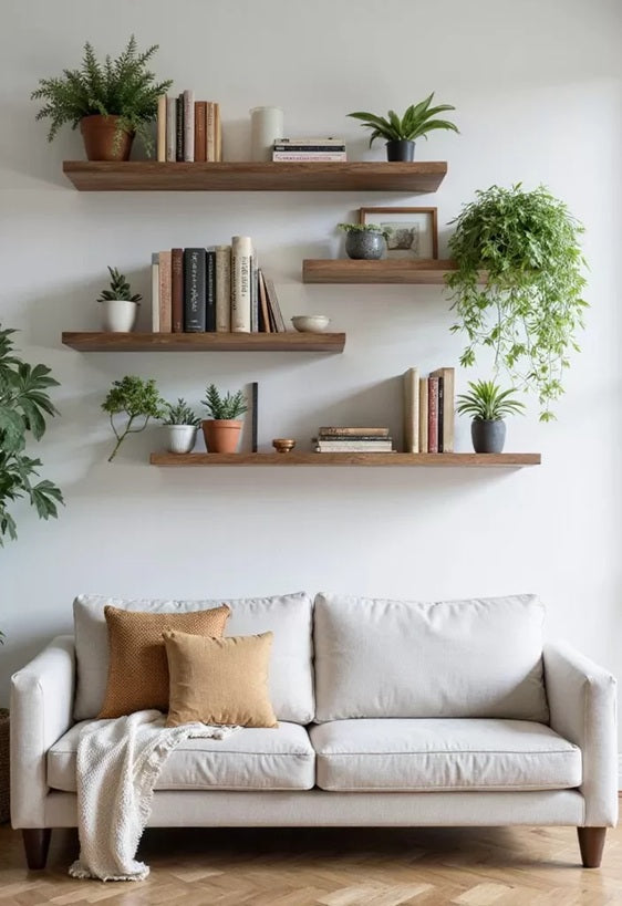 Rustic Floating Wall Shelves – Wall Mounted Ledge Shelf for Bathroom, Bedroom, Living Room, Kitchen & Home Decor