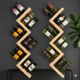 Kaylyn Decor Wall Hanging Wooden Wine Rack – Solid Wood Mini Bar for Home with Bottle Storage & Glass Hanging Space