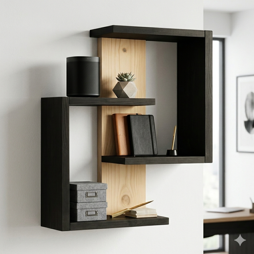 Kaylyn Decor Rustic Floating Wall Shelves – Wall Mounted Ledge Shelf for Bathroom, Bedroom, Living Room, Kitchen & Home Decor (Black)