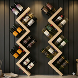 Kaylyn Decor Wall Hanging Wooden Wine Rack – Solid Wood Mini Bar for Home with Bottle Storage & Glass Hanging Space