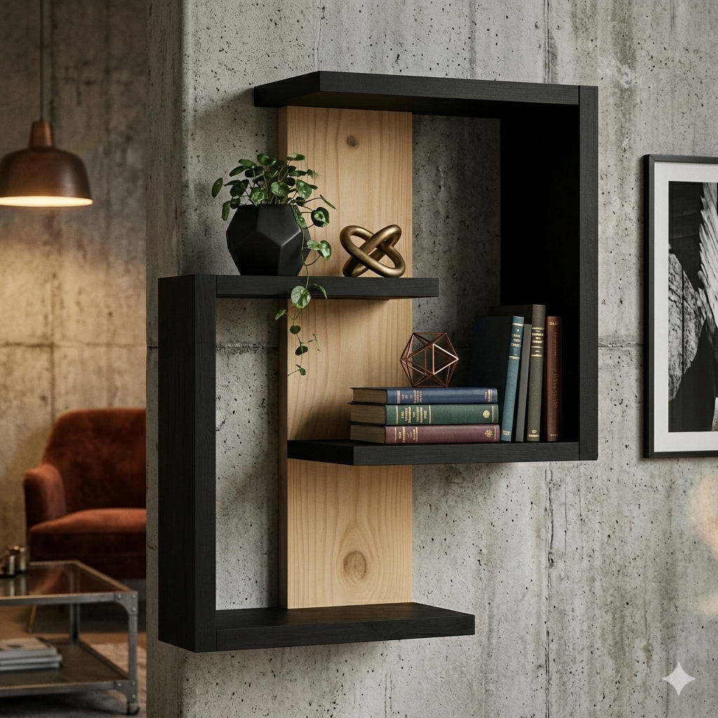 Kaylyn Decor Rustic Floating Wall Shelves – Wall Mounted Ledge Shelf for Bathroom, Bedroom, Living Room, Kitchen & Home Decor (Black)