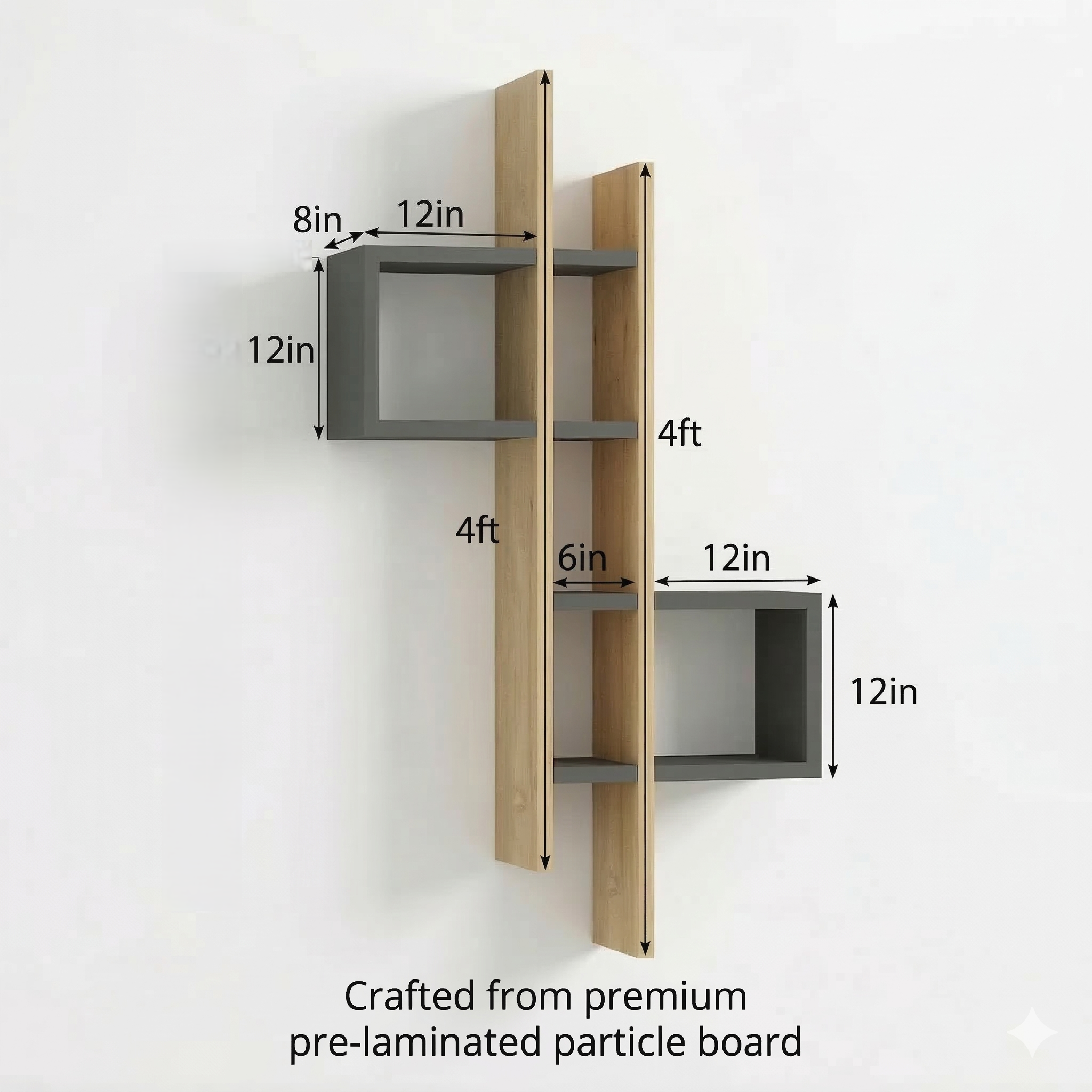 Multi-Tier Wooden Wall Shelf Set of 2 – Vertical Floating Wall Mounted Shelves for Indoor Plants, Books, Photo Frames & Decor | Modern Wall Organizer for Living Room (Black)