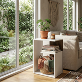 Modern Bedside Table with Open Shelf Storage – Wooden Nightstand for Bedroom | Compact End Table | Small Side Table for Living Room