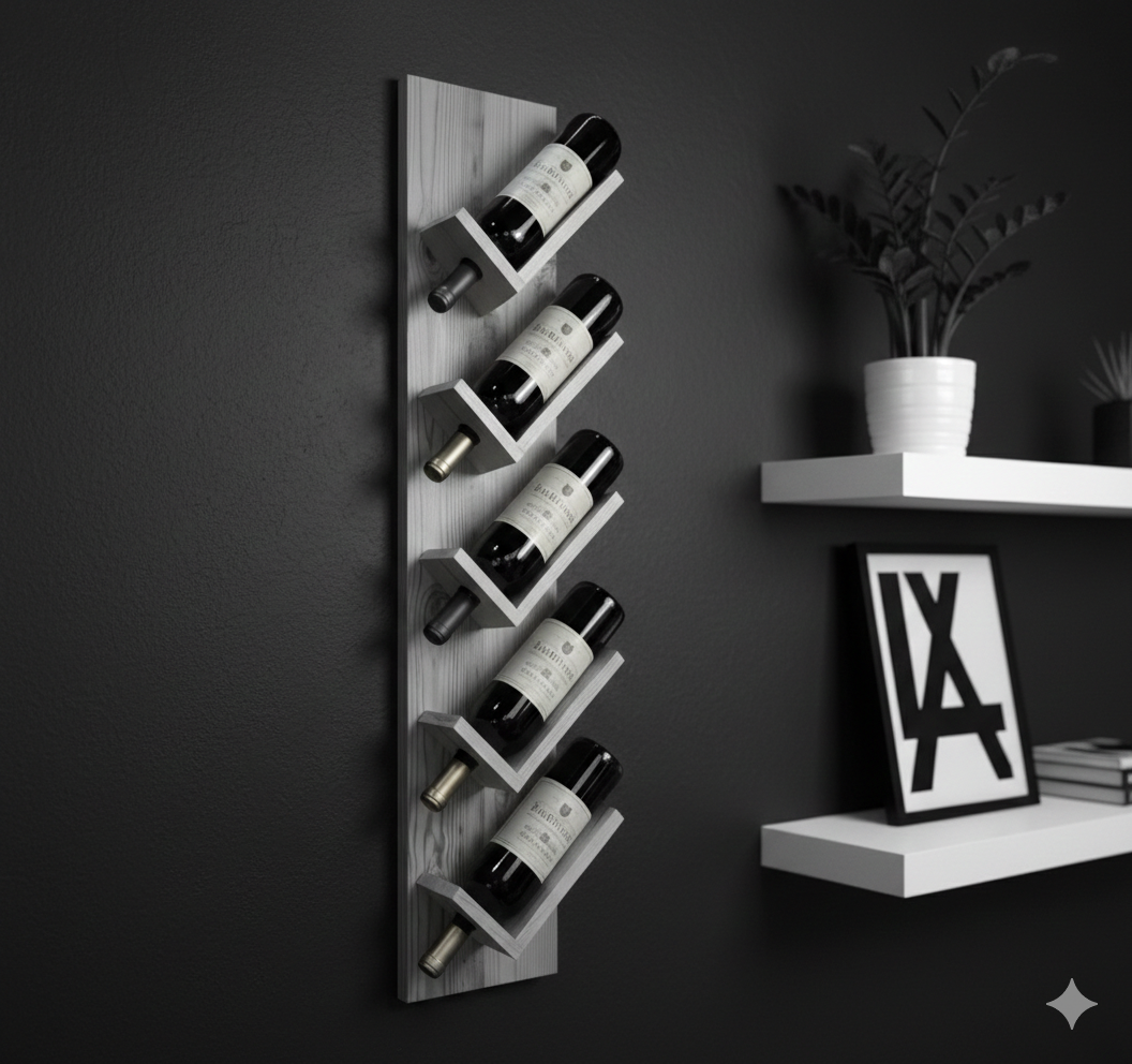 Wall-Mounted Wine Rack with Glass Holder – Rustic Wooden Shelf for Bottles & Stemware, Perfect for Kitchen, Bar, Dining Room, or Home Bar Decor