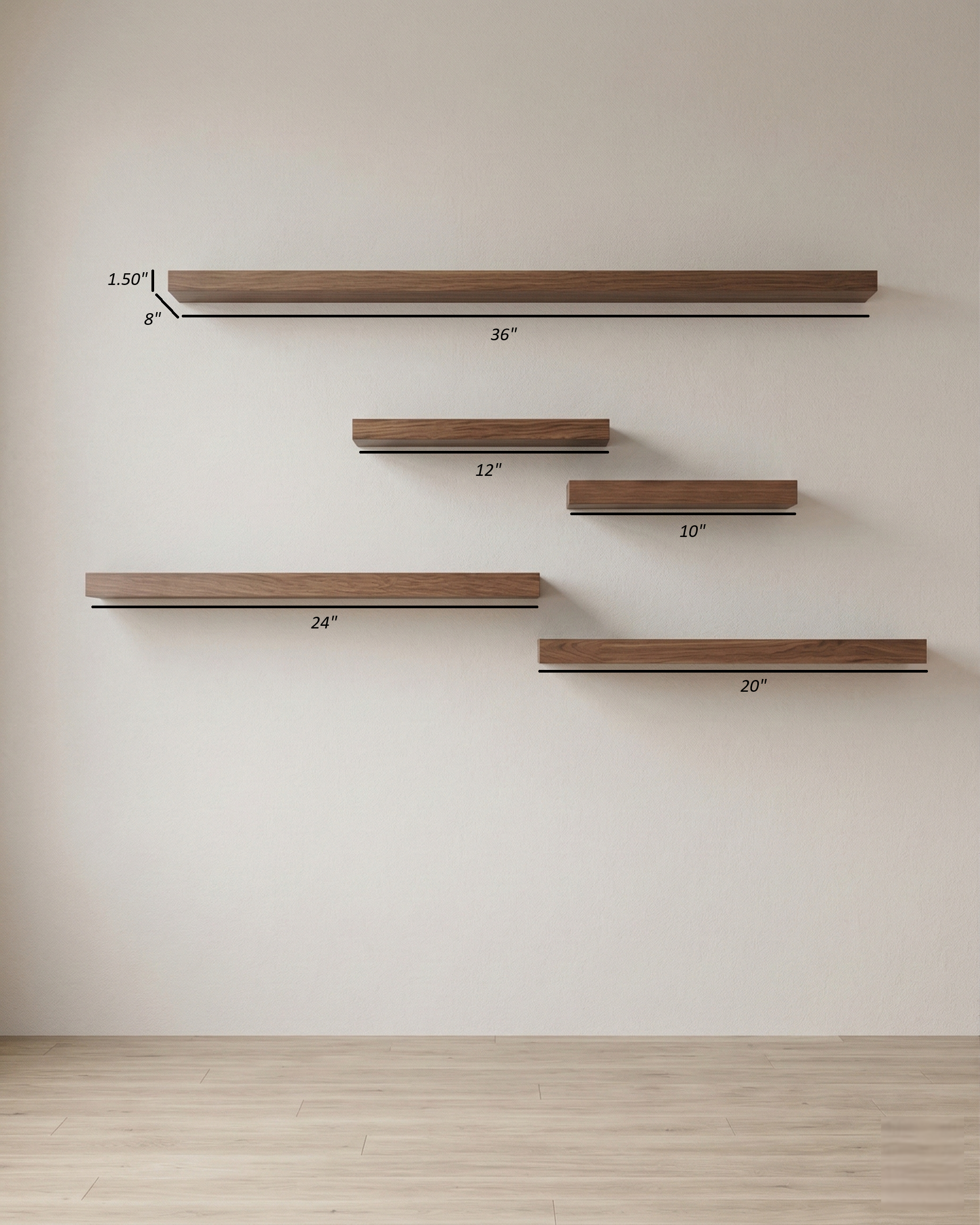 Multi-Tier Wooden Wall Shelf Set of 5 – Vertical Floating Wall Mounted Shelves for Indoor Plants, Books, Photo Frames & Decor | Modern Wall Organizer for Living Room