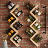 Kaylyn Decor Wall Hanging Wooden Wine Rack – Solid Wood Mini Bar for Home with Bottle Storage & Glass Hanging Space