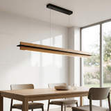 Kaylyn Decor Wooden Pendant Light | Slim Ceiling-Suspended Lamp with White Ambience | Natural Pine Wood Hanging Light for Dining Table & Kitchen Island