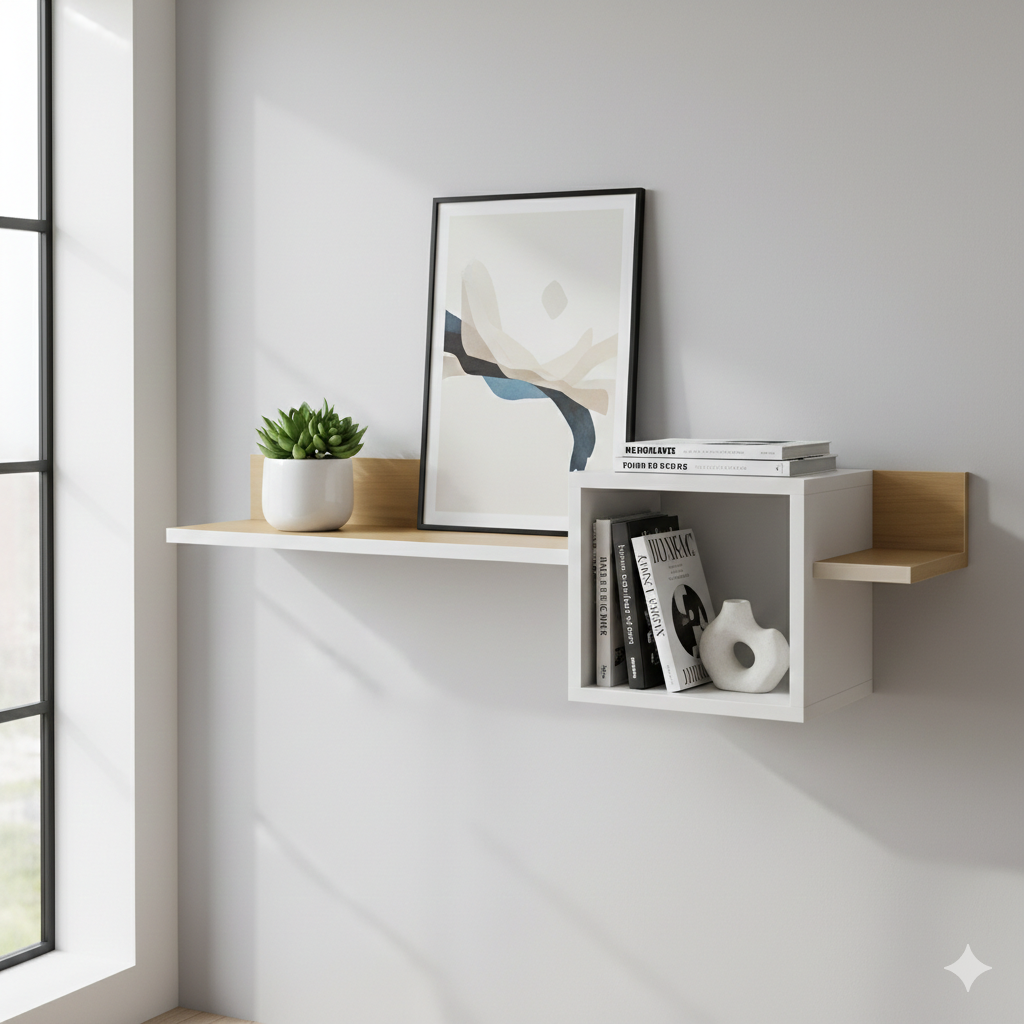 Kaylyn Decor Multi-Tier Wall Mounted Wooden Shelf – Vertical Floating Rack for Plants, Books, Photo Frames & Home Decor, Modern Plant Stand for Living Room & Bedroom (White)