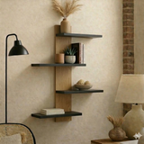 Kaylyn Decor Multi-Tier Wall Shelf – Vertical Floating Wooden Rack for Plants, Books, Photos & Home Decor, Modern Display Stand for Living Room & Bedroom (Brown & Black)