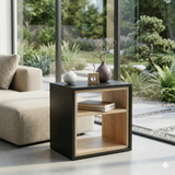 Modern Bedside Table with Open Shelf Storage – Wooden Nightstand for Bedroom | Compact End Table | Small Side Table for Living Room