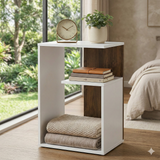 Modern Bedside Table with Open Shelf Storage – Wooden Nightstand for Bedroom | Compact End Table | Small Side Table for Living Room
