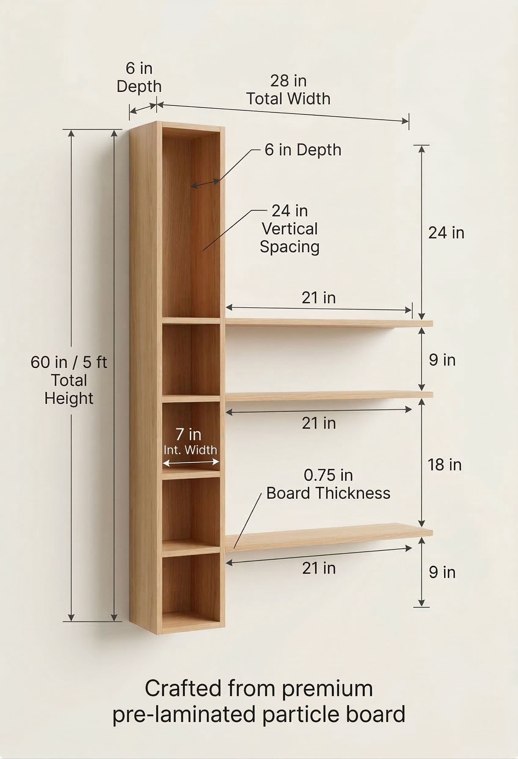 Multi-Tier Wooden Wall Shelf Set of 8 – Vertical Floating Wall Mounted Shelves for Indoor Plants, Books, Photo Frames & Decor | Modern Wall Organizer for Living Room