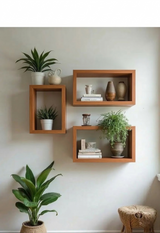 Multi-Tier Wooden Wall Shelf – Vertical Floating Rack for Plants, Books, Photo Frames & Decorative Items (Wood Brown)