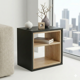 Modern Bedside Table with Open Shelf Storage – Wooden Nightstand for Bedroom | Compact End Table | Small Side Table for Living Room