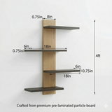 Kaylyn Decor Multi-Tier Wall Shelf – Vertical Floating Wooden Rack for Plants, Books, Photos & Home Decor, Modern Display Stand for Living Room & Bedroom (Brown & Black)