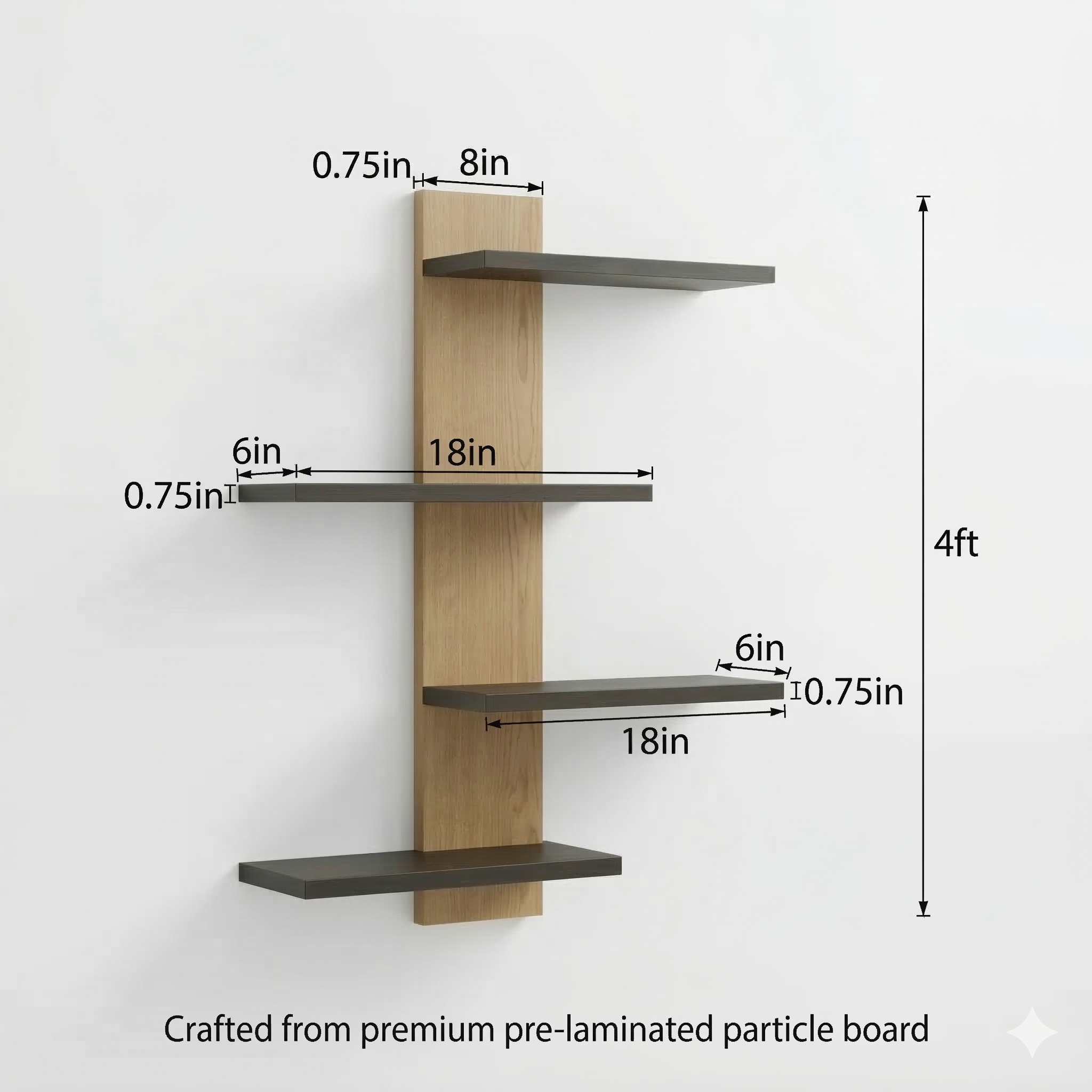 Kaylyn Decor Multi-Tier Wall Shelf – Vertical Floating Wooden Rack for Plants, Books, Photos & Home Decor, Modern Display Stand for Living Room & Bedroom (Brown & Black)