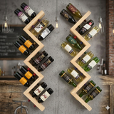 Kaylyn Decor Wall Hanging Wooden Wine Rack – Solid Wood Mini Bar for Home with Bottle Storage & Glass Hanging Space