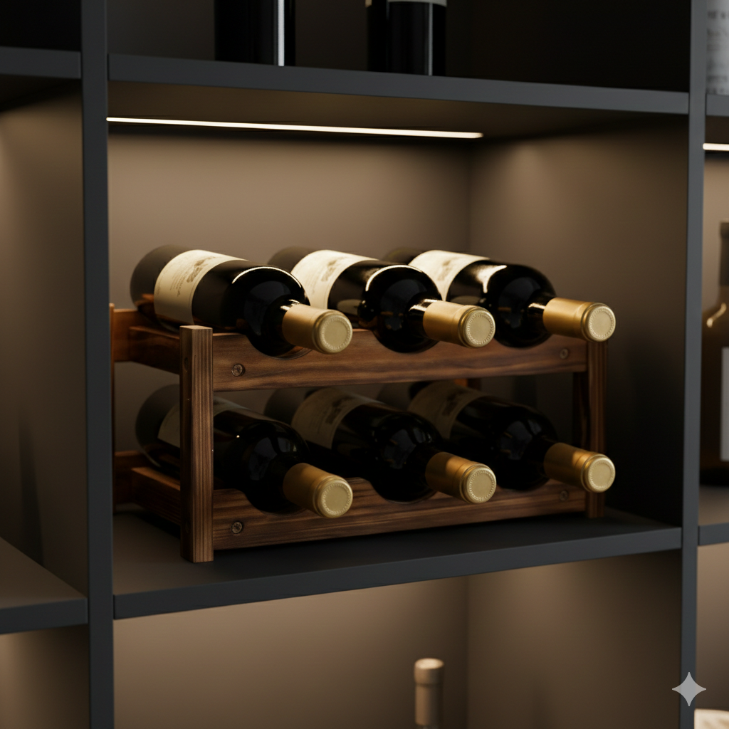 Wall-Mounted Wine Rack with Glass Holder – Rustic Wooden Shelf for Bottles & Stemware, Perfect for Kitchen, Bar, Dining Room, or Home Bar Decor