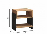 Modern Bedside Table with Open Shelf Storage – Wooden Nightstand for Bedroom | Compact End Table | Small Side Table for Living Room (Black & Brown)