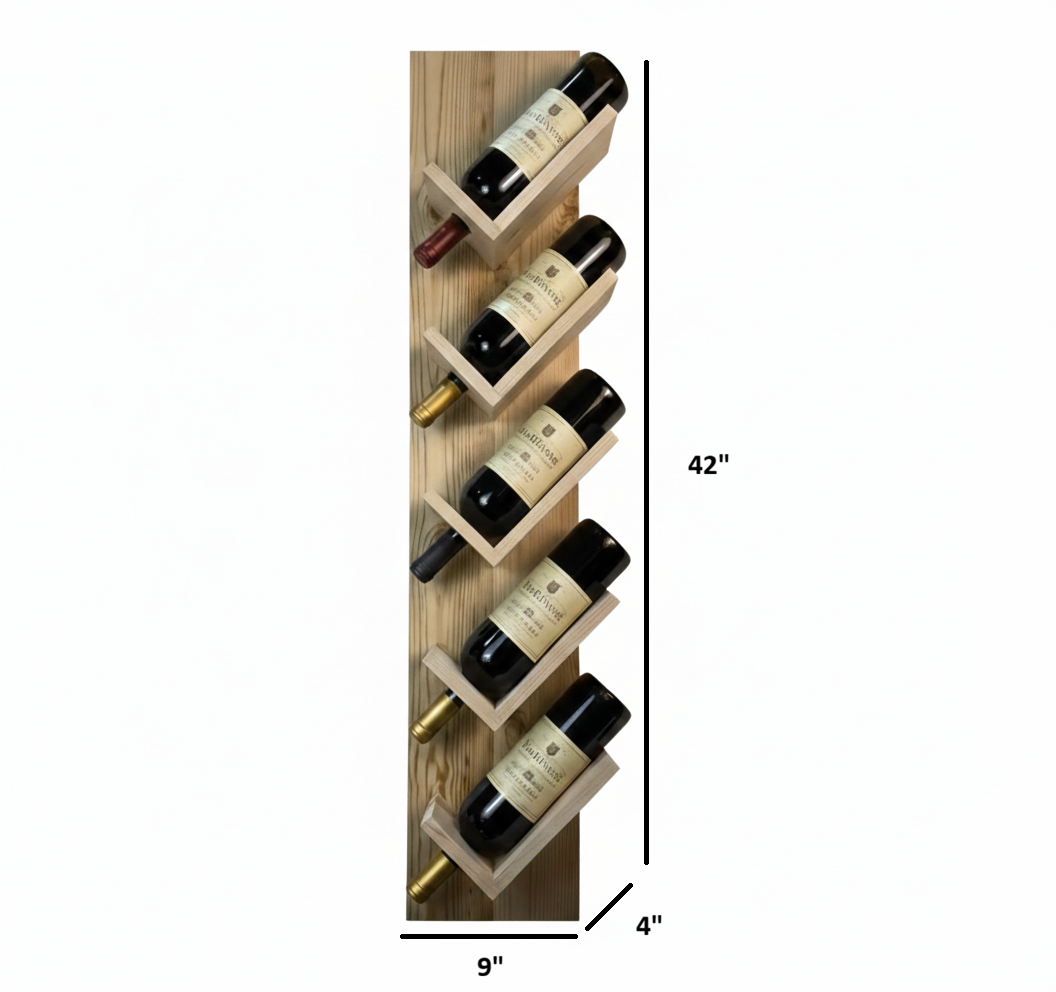 Wall-Mounted Wine Rack with Glass Holder – Rustic Wooden Shelf for Bottles & Stemware, Perfect for Kitchen, Bar, Dining Room, or Home Bar Decor