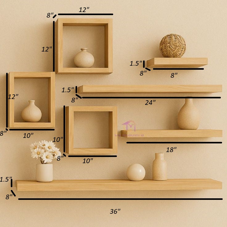 Rustic Floating Wall Shelves – Wall Mounted Ledge Shelf for Bathroom, Bedroom, Living Room, Kitchen & Home Decor