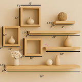 Rustic Floating Wall Shelves – Wall Mounted Ledge Shelf for Bathroom, Bedroom, Living Room, Kitchen & Home Decor