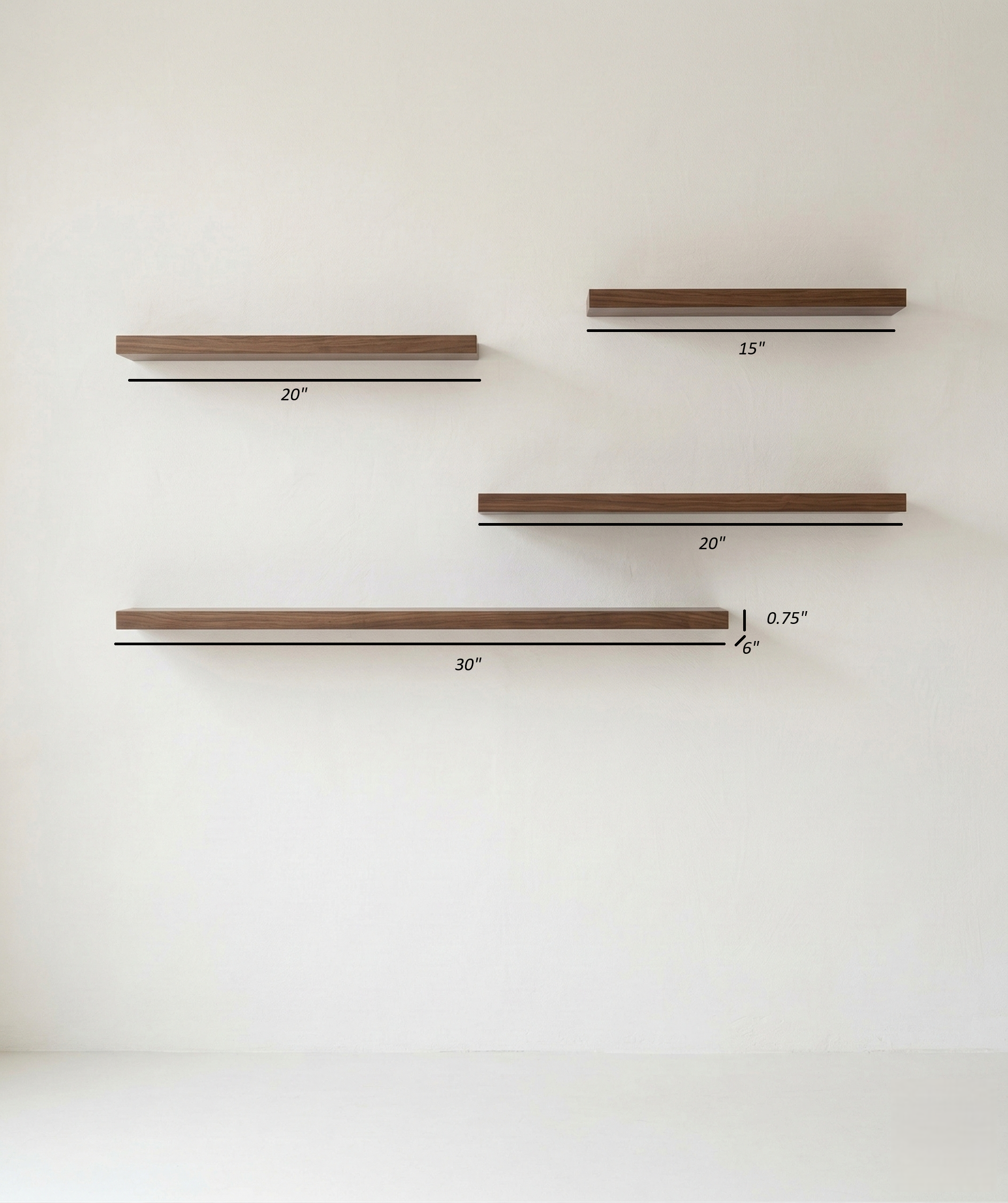 Rustic Floating Wall Shelves – Wall Mounted Ledge Shelf for Bathroom, Bedroom, Living Room, Kitchen & Home Decor )