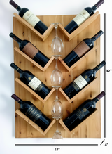 Wall-Mounted Wine Rack with Glass Holder – Rustic Wooden Shelf for Bottles & Stemware, Perfect for Kitchen, Bar, Dining Room, or Home Bar Decor