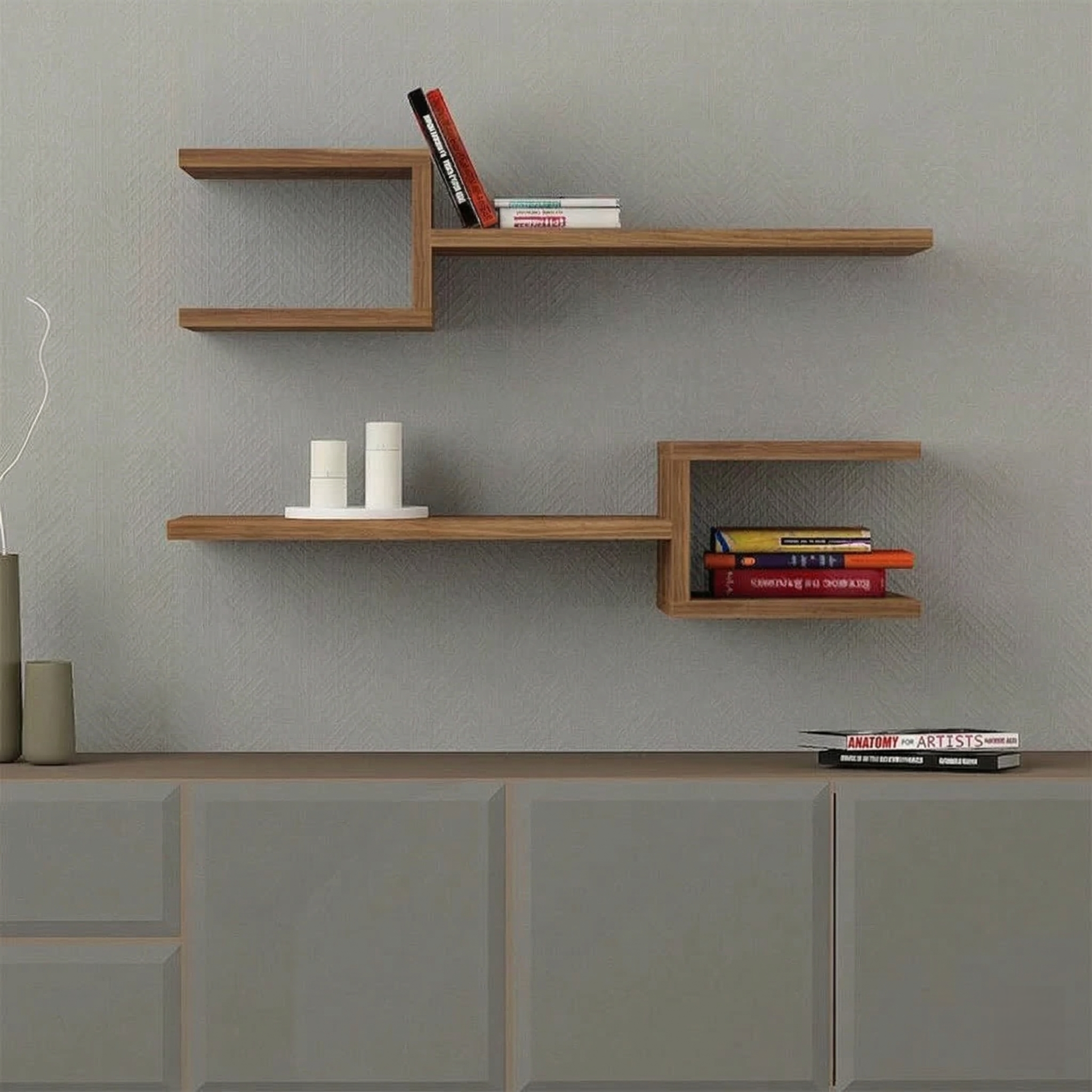Kaylyn Decor Multi-Tier Wall Shelf – Vertical Floating Wooden Rack for Plants, Books, Photos & Home Decor, Modern Display Stand for Living Room & Bedroom
